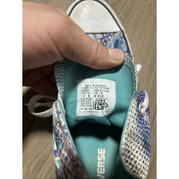 Converse Shoes Womens 8 Purple Blue Flowers Chuck Taylor High Top Sneakers - Picture 6 of 7